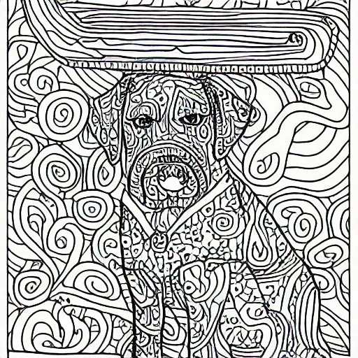 Image similar to Dog at the park, coloring book outline, line drawing