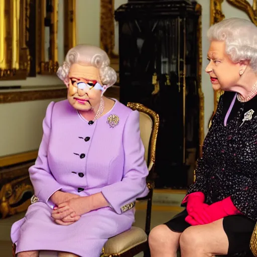 Prompt: m 0 istcr 1 tikal interviewing queen elizabeth