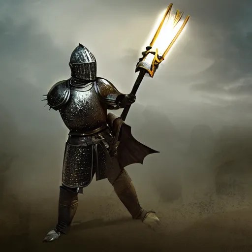 Image similar to knight with spiky armour and a medieval flail highly detailed, dramatic lighting, cinematic, 4k