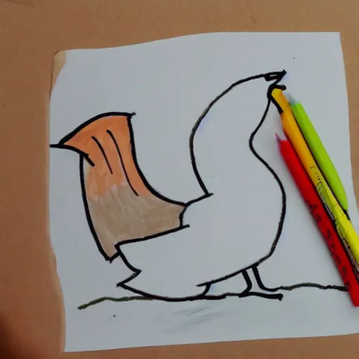 Image similar to a kids drawing of a goose