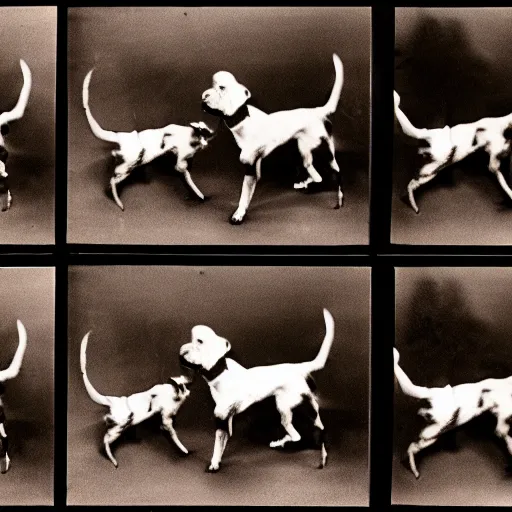 Image similar to a dog jumping up and down, film strip reel showing all frames