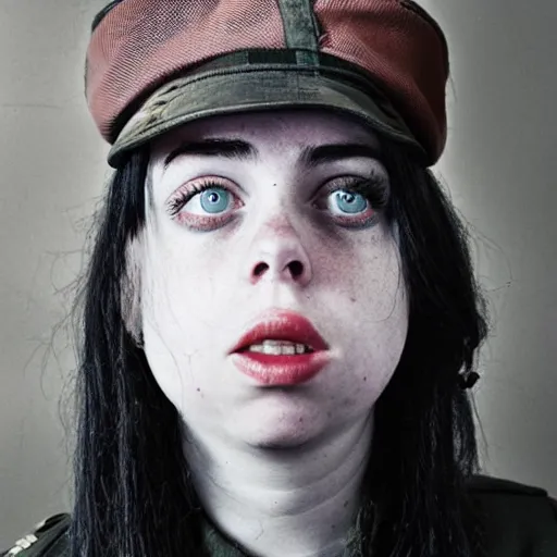 Image similar to crazy billie eilish in a world war 2 photo