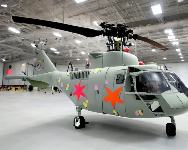 Prompt: the us military's next mega-chopper with hello kitty paint scheme, cdx