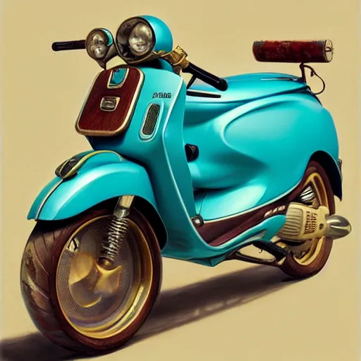 a turquoise vespa moped, ultra realistic, concept art, | Stable ...