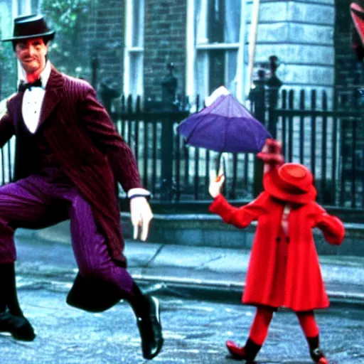 Prompt: a still of from the movie mary poppins crossover with the game streets of rage 2