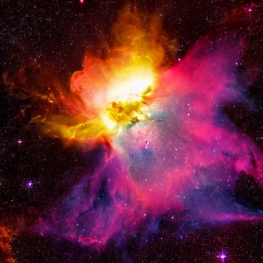 Prompt: A nebula made of fire, James Webb telescope, high quality photo.