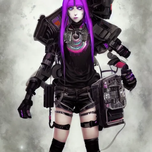 Image similar to cybergoth mimic teen girl, digital artwork by greg rutkowski and hiroriko araki