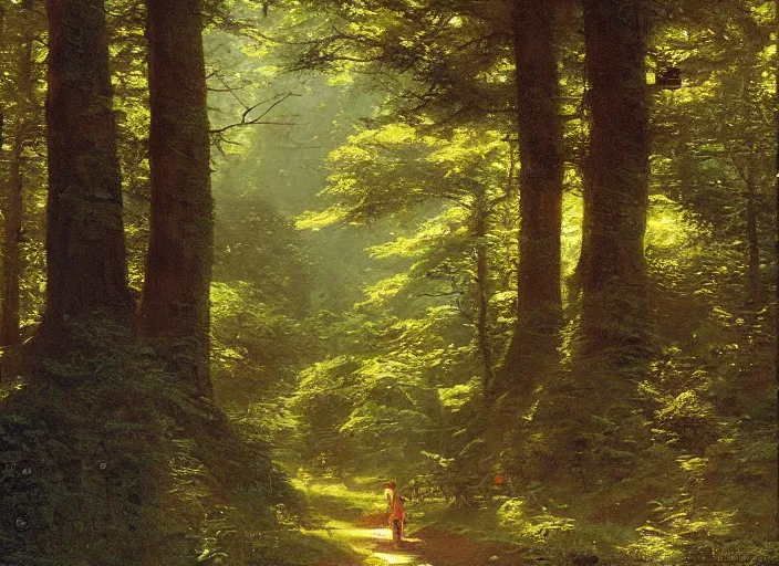 Prompt: a forest, oil painting, by Ted Nasmith, Tim Hildebrandt, by Tim White, by George Inness, digital art, beautiful composition, trending on artstation, masterpiece