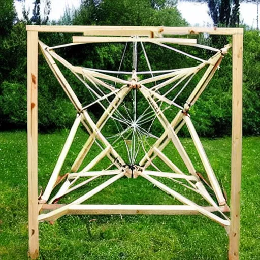 Prompt: hobby diy engineering photo. tensegrity