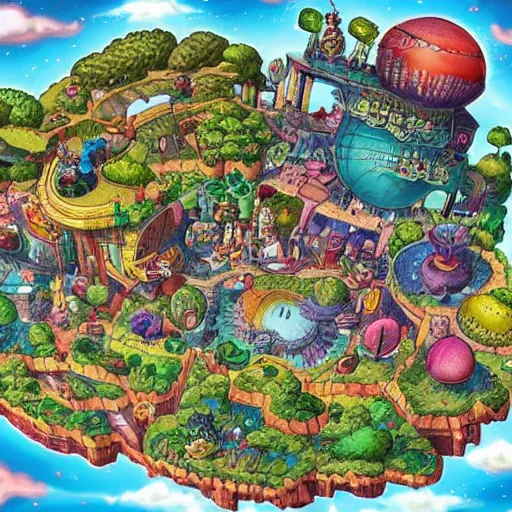 Image similar to the world of Phantomile, high details, smooth, colorful, dreamy