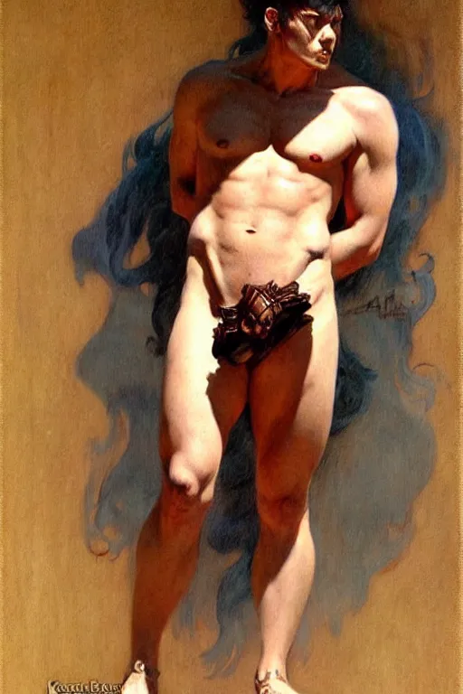 Image similar to attractive male, character design, painting by gaston bussiere, katsuya terada, frank frazetta, tom of finland, trending on artstation