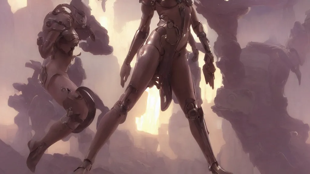 Image similar to modern elegant female cyborg greek goddess, space opera, feminine, powerful, beautiful, upper body, muscular, armour, highly detailed, digital painting, ghibli animated film, volumetric lighting, octane render artstation, concept art, smooth, sharp focus, illustration, by gaston bussiere, mucha, gerome, craig mullins, greg rutkowski, john singer sargent