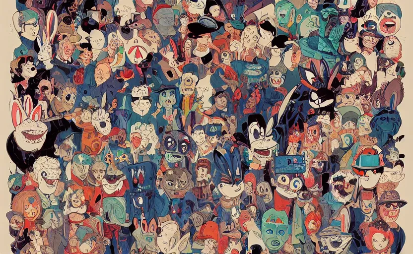 Prompt: Evil Bugs Bunny, Bad Acid Trip, Nightmare fuel, deceptive, conniving, wicked, uncomfortable crooked smile, wide eyed, stiff necked, stranger things by sachin teng