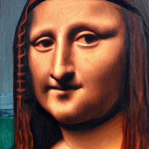 Prompt: frank reynolds painted as the mona lisa, highly detailed face, 8 k