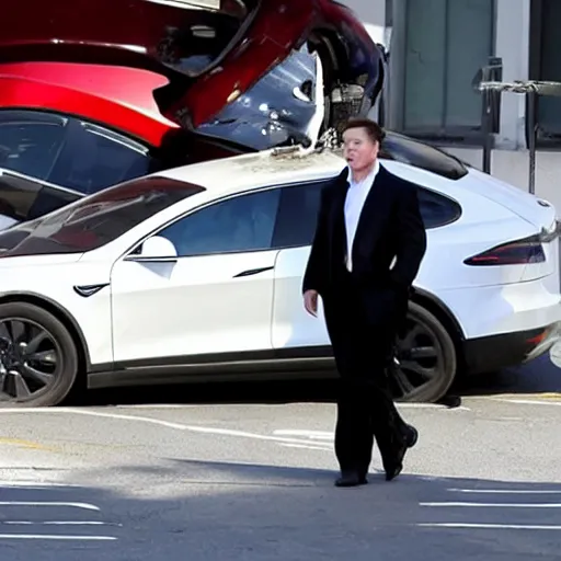 Prompt: elon musk gets hit by a car, photograph