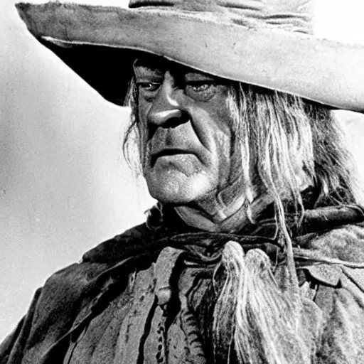 Image similar to john wayne playing gandalf in lord of the rings