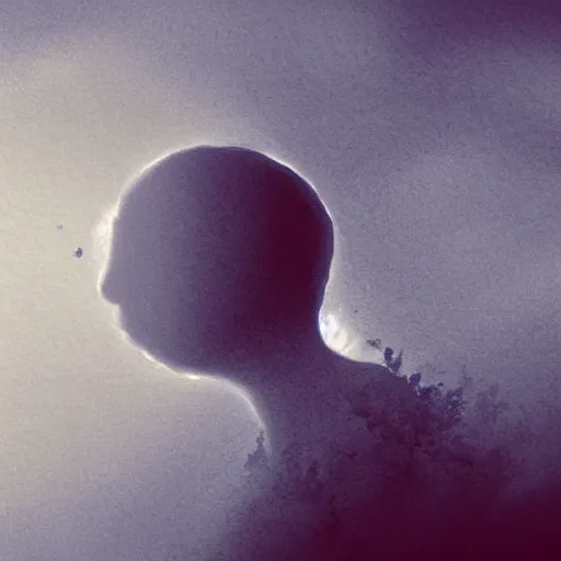 Image similar to close up of a dirty lost person is following a small floating blue softly glowing ball of light through a foggy swamp, art by Agus SW .