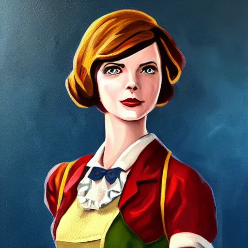 Image similar to Oil painting of Elizabeth Comstock from Bioshock Infinite