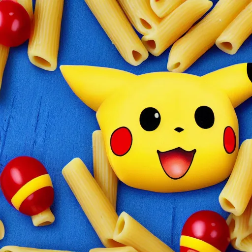 Image similar to hyperrealistic photo of pikachu shaped pasta