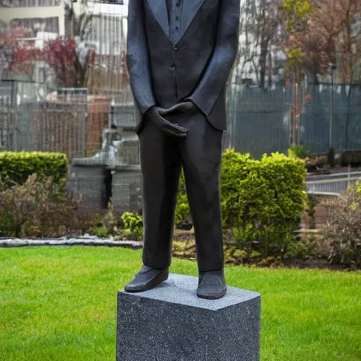 Prompt: stone statue of chris rock wearing a suit and tie