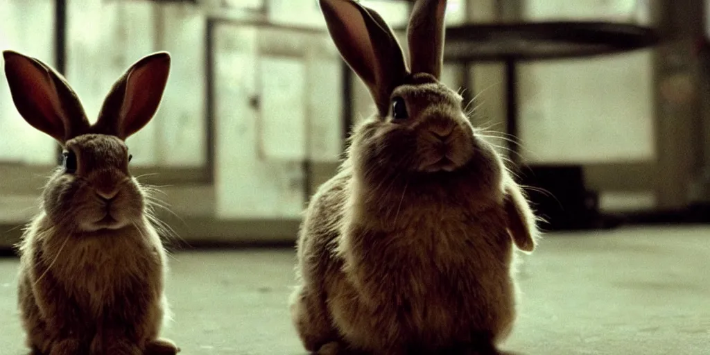 Image similar to a rabbit in the movie fight club, screenshot