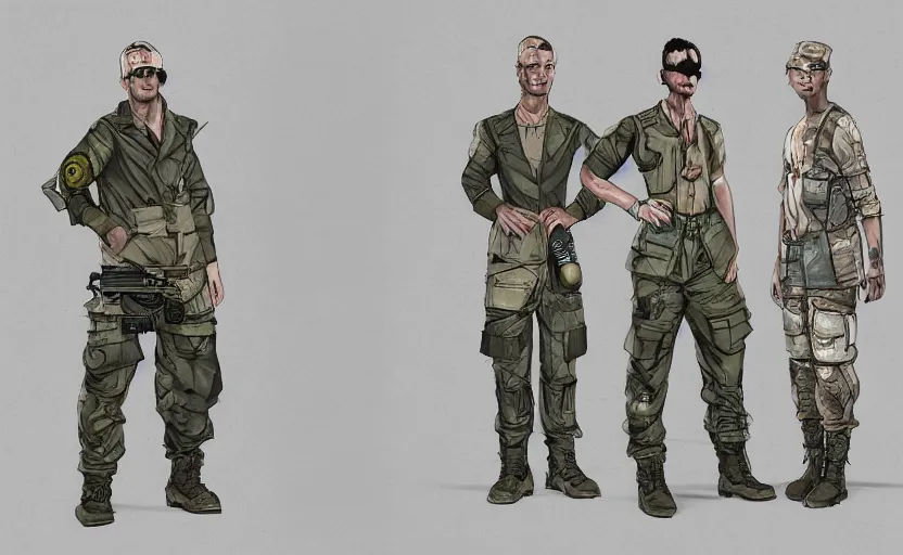 Image similar to clothes design of scientist soldier survivalist character gang, hyperrealistic, beautifully rendered