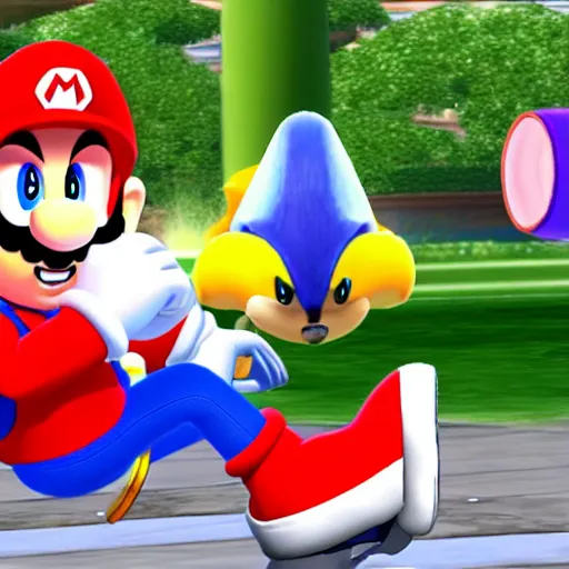 Image similar to mario in sonic unleashed (2008) video game