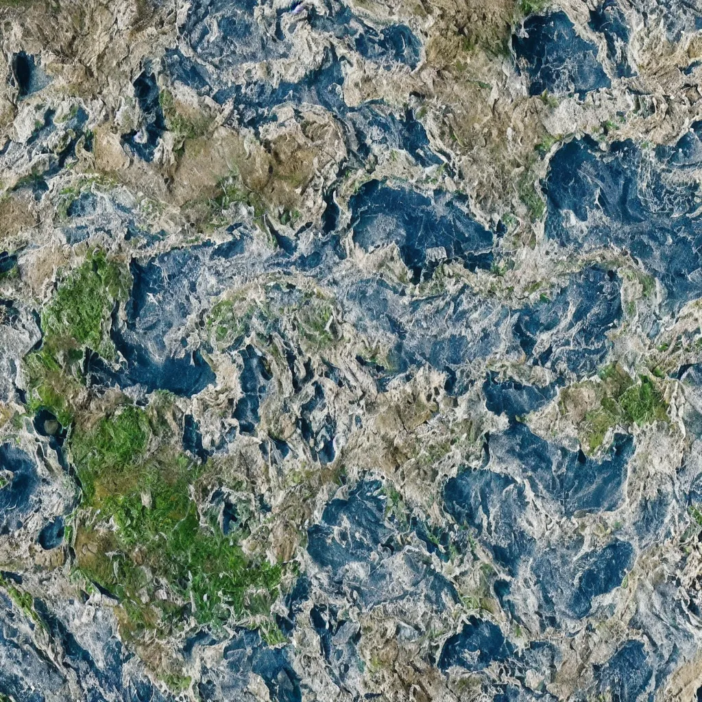 Prompt: An image of the Earth that is inhabited by humans, animals, stones, plants, dust, techniques, debris, geology