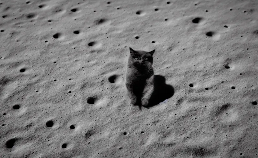 Prompt: a cat sitting on the surface of the moon, Photo, 4k, High definition, ultra realistic, 35mm