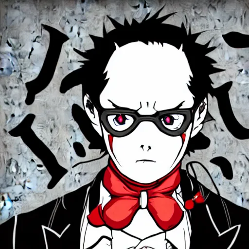 Image similar to hannibal lector in the style of anime, in the style of holic