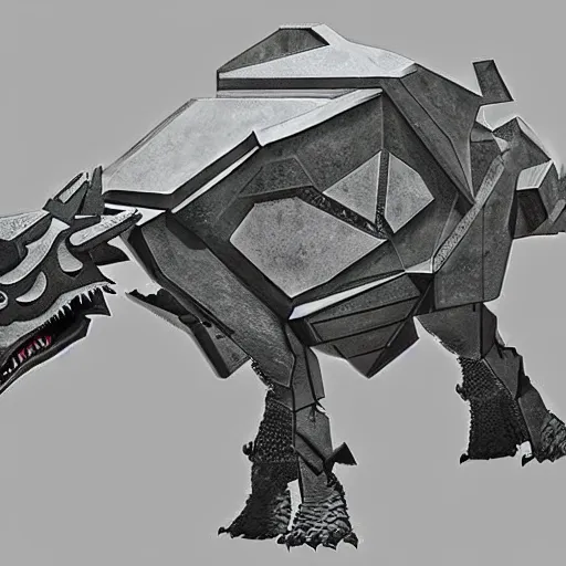 Prompt: a fusion between the tarrasque and an AT-AT, flat grey color, completely metal, imperial symbol, walking across ice planet, firing laser, video game style