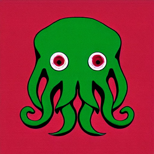 Image similar to a cute cthulhu icon drawn in the style of rockwell kent