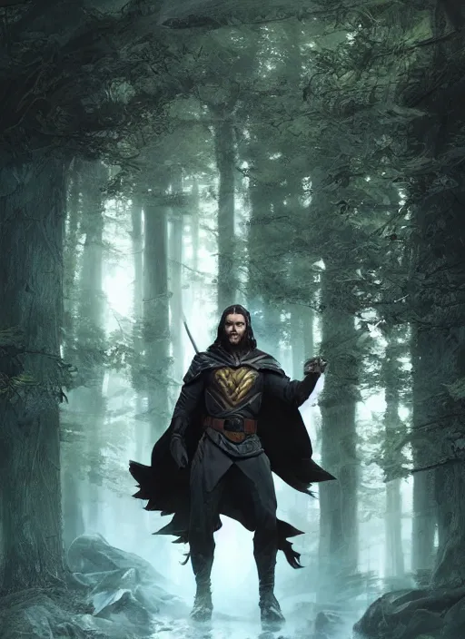 Image similar to A fantasy comic book style portrait painting of Christian Bale as a mage in a stunning forest landscape, unreal 5, DAZ, hyperrealistic, octane render, RPG portrait, dynamic lighting