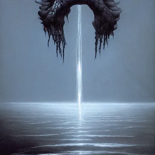 Image similar to a water monster 4k by zdzisław beksiński