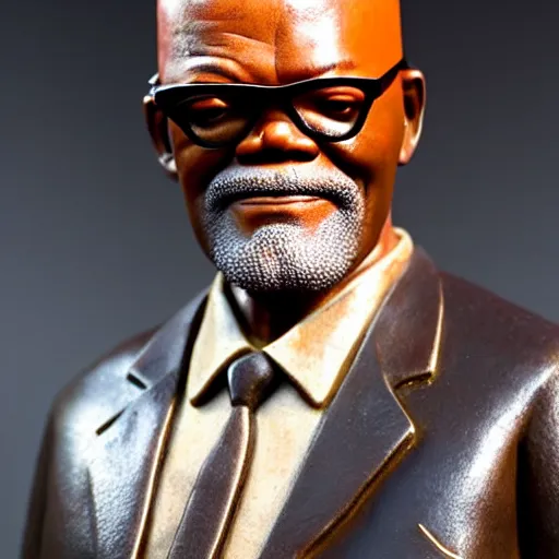 Image similar to uhd statue of samuel l. jackson made entirely of smoked salmon