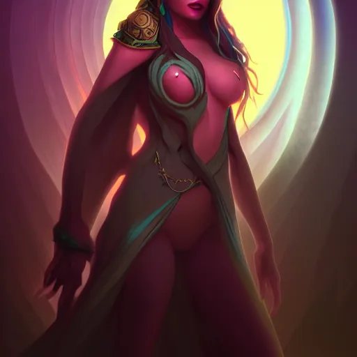 Image similar to ! dream dark sorceress full view, highly detailed, digital painting, trending on artstation, concept art, soft light, sharp focus, illustration, character design