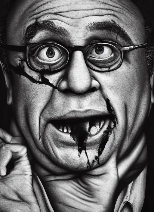 Image similar to photo of Danny Devito 2018 as the Joker by Lee Jeffries, head shot, detailed, award winning, Sony a7R, trending on artstation,