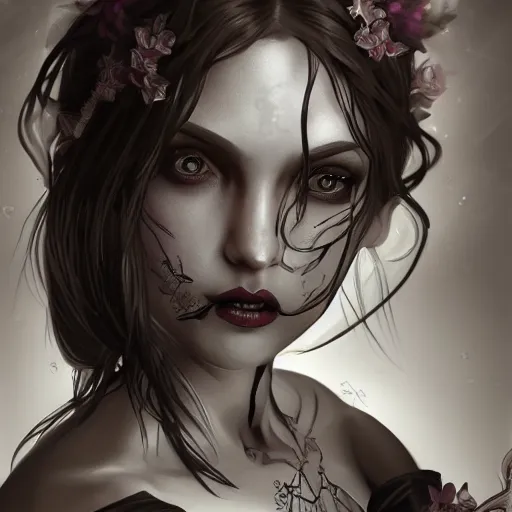 Image similar to a gothic girl with 4 arms with a beautiful face, young face, pretty face, beautiful detailed face, very detailed eyes, female art, intricate details, hyper detailed, artstation, 8 k resolution, high detail, digital painting