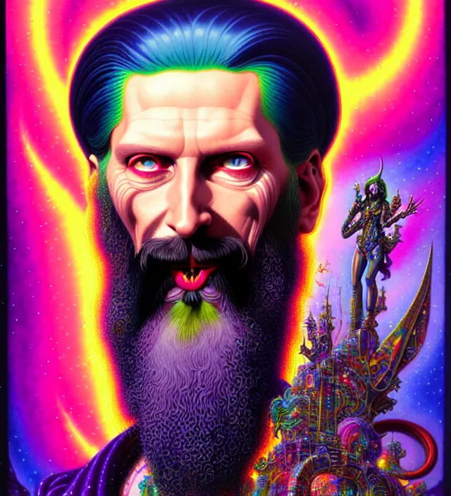 Image similar to lisa frank pattern fantasy character portrait of rasputin, ultra realistic, wide angle, intricate details, blade runner artifacts, highly detailed by peter mohrbacher, wayne barlowe, boris vallejo, hajime sorayama aaron horkey, gaston bussiere, craig mullins