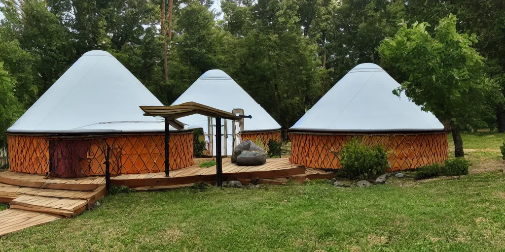 Prompt: modern yurt in the style of george suyama