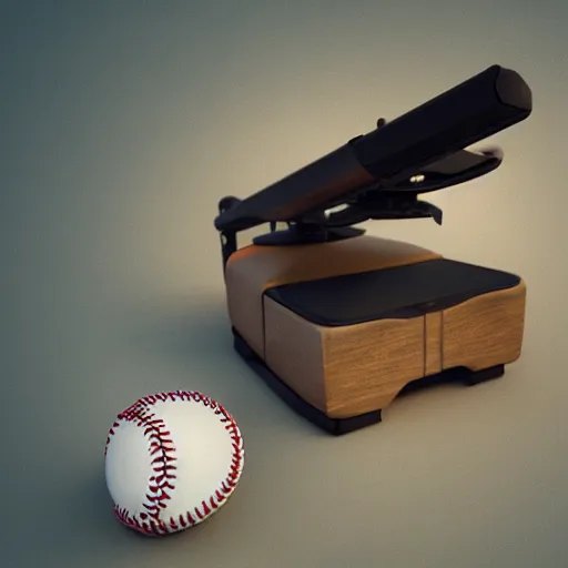 Image similar to a heat press playing baseball, octane render, hyperrealistic, photorealism