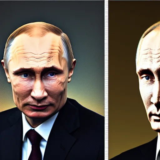 Image similar to macro head portrait centered, vision of ezekiel with vladimir putin,