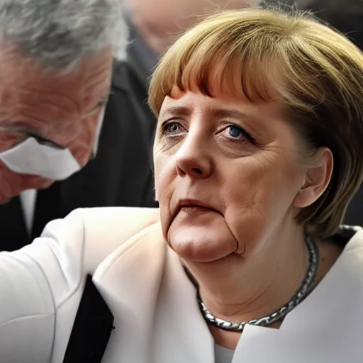 Image similar to angela merkel peeing at a urinal