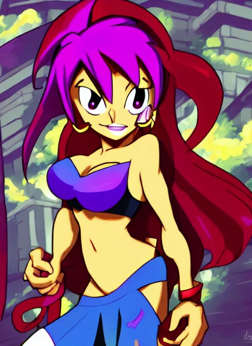 Image similar to shantae in the style of kentaro yabuki