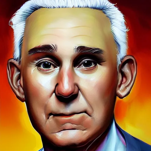 Prompt: painting of roger stone portrait charlie bowater style