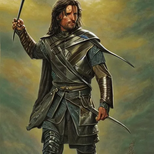 Image similar to honorable ranger Strider Aragorn by Mark Brooks, Donato Giancola, Victor Nizovtsev, Scarlett Hooft, Graafland, Chris Moore