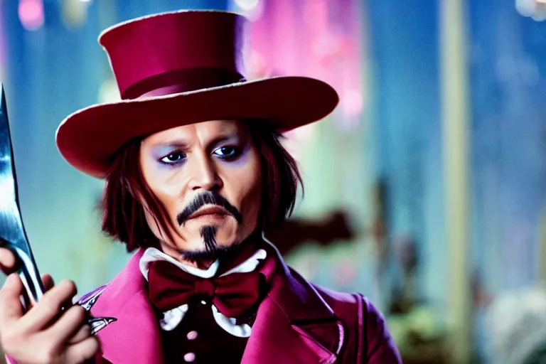 cinematic still of johnny depp playing a whimsical, Stable Diffusion