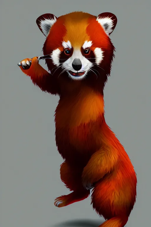Prompt: anthropomorphic muscled red panda mage, Artstation