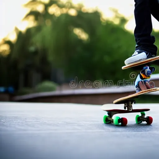 Image similar to midget tony hawk skateboarding over normal sized tony hawk, sharp focus, 4 k editorial photograph, soft lighting, shallow depth of field, people out of focus