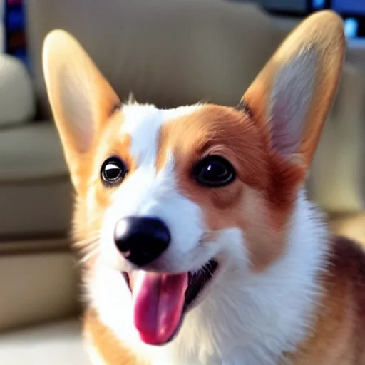 Prompt: corgi goddess, ethereal, beautiful, smooth, cute, happy, exquisite, glowing